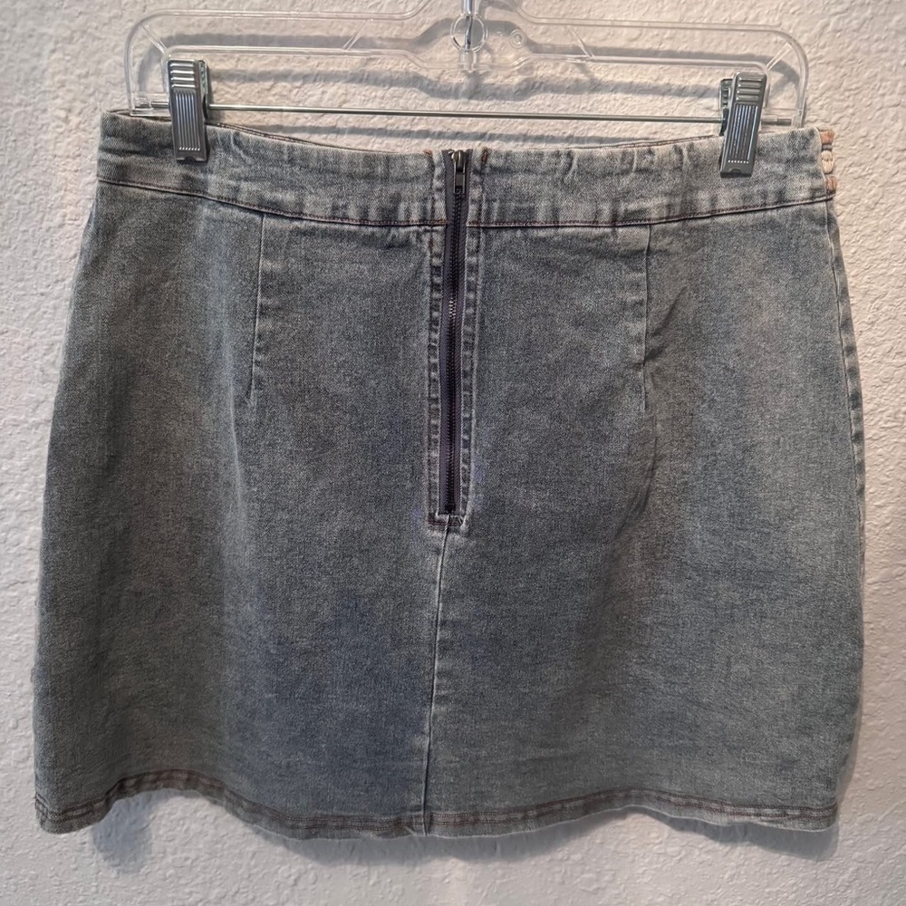 Savanna Jane Blue Embroidered Geo Mini Skirt with Tan & White Accents - Picture 2 of 4